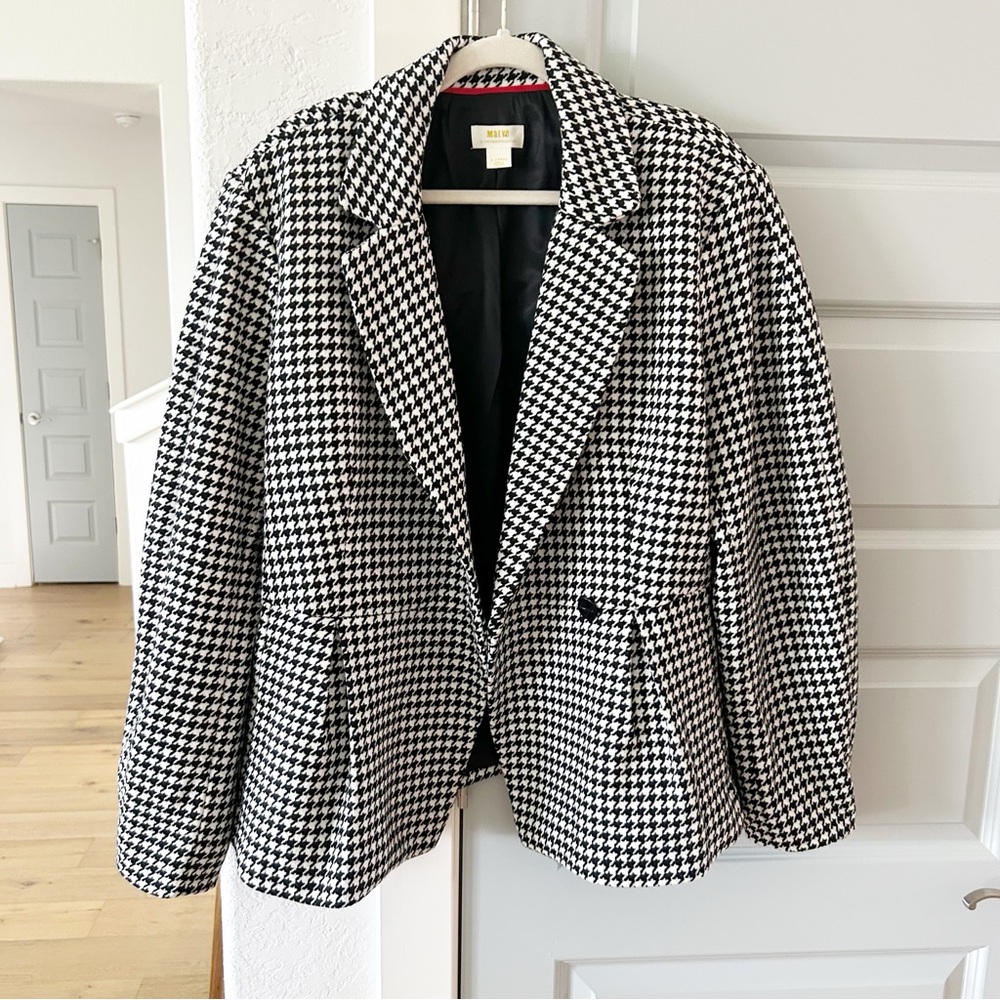 New Anthropologie Maeve Houndstooth Sculpted Hourglass Blazer - Picture 5 of 8